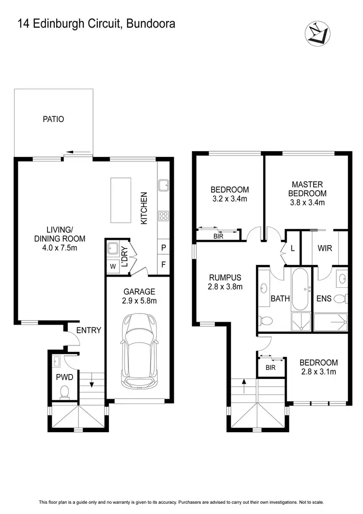 Floorplan of Homely townhouse listing, 14 Edinburgh Circuit, Bundoora VIC 3083