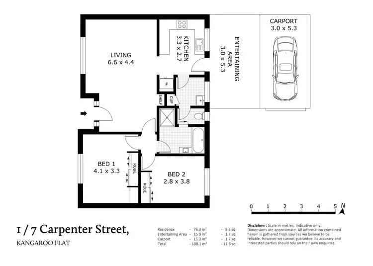 Floorplan of Homely unit listing, 1/7 Carpenter Street, Kangaroo Flat VIC 3555