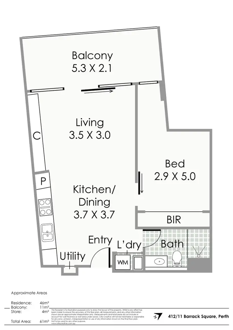 Floorplan of Homely apartment listing, 412/11 Barrack Square, Perth WA 6000