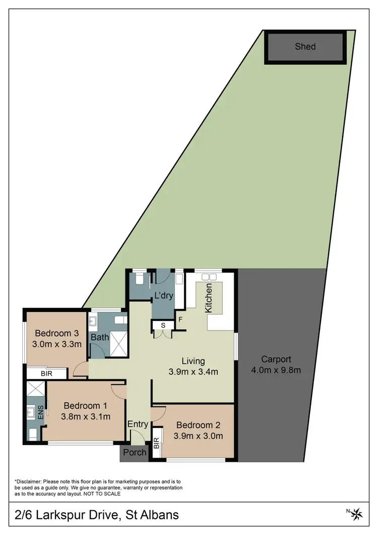 Floorplan of Homely unit listing, 2/6 Larkspur Drive, St Albans VIC 3021