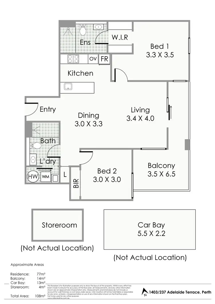 Floorplan of Homely apartment listing, 1403/237 Adelaide Terrace, Perth WA 6000