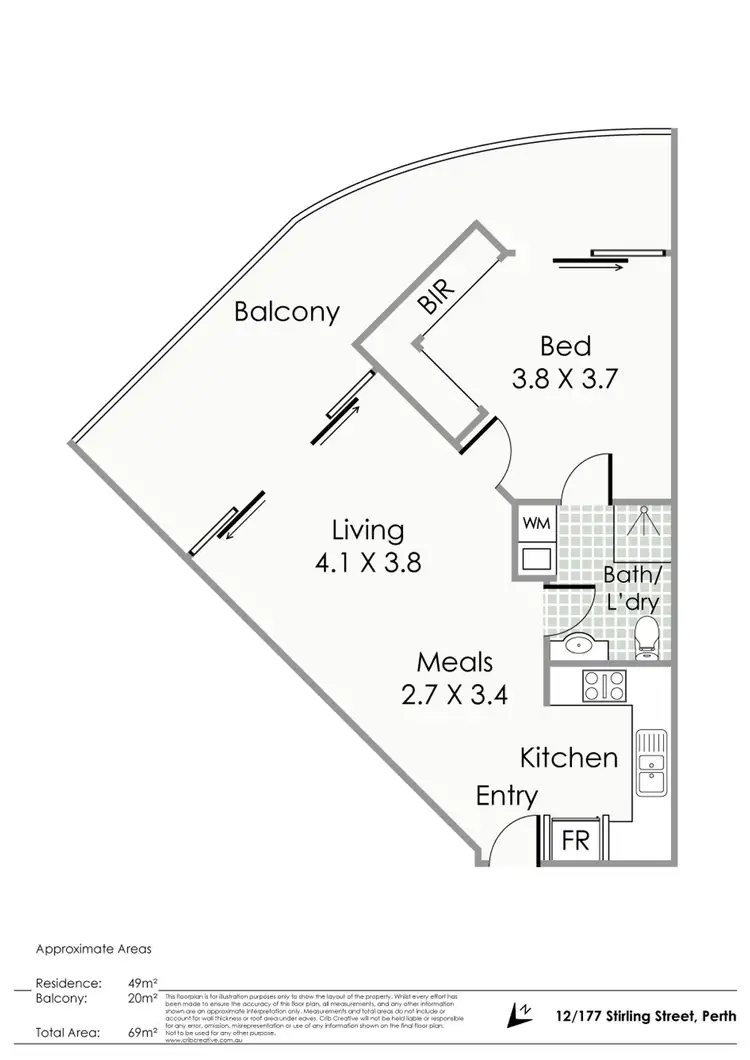 Floorplan of Homely apartment listing, 12/177 Stirling Street, Perth WA 6000