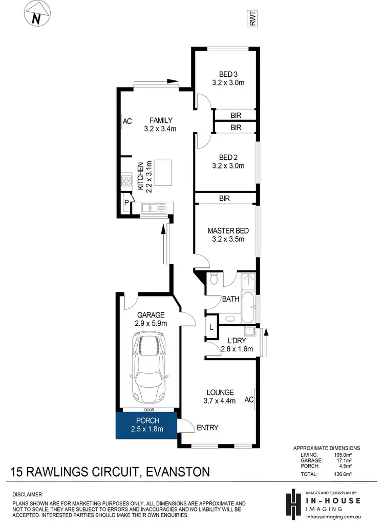 Floorplan of Homely house listing, 15 Rawlings Circuit, Evanston SA 5116