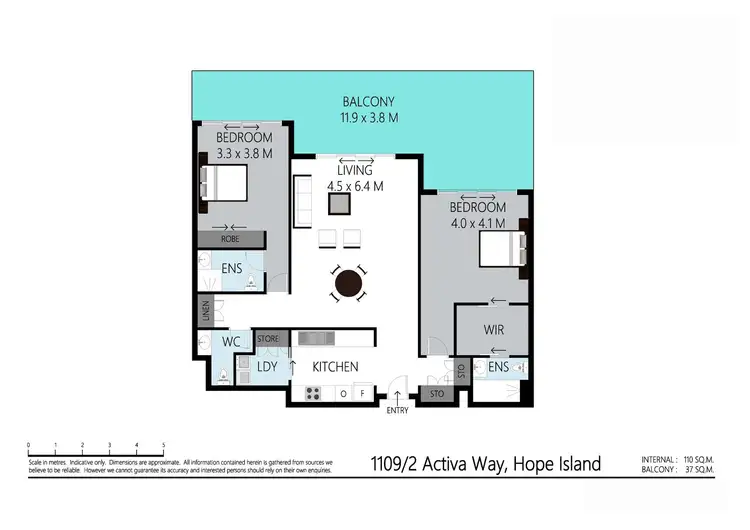 Floorplan of Homely unit listing, 1109/2 Activa Way, Hope Island QLD 4212