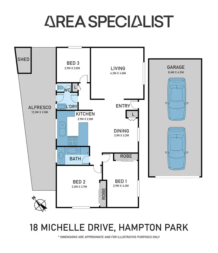 Floorplan of Homely house listing, 18 Michelle Drive, Hampton Park VIC 3976