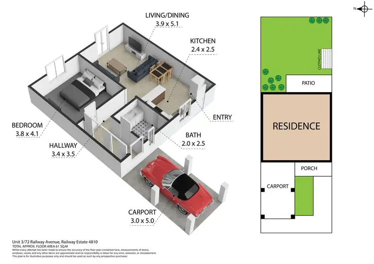 Floorplan of Homely unit listing, 3/72 Railway Avenue, Railway Estate QLD 4810