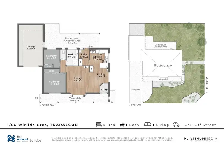 Floorplan of Homely unit listing, 1/66 Wirilda Crescent, Traralgon VIC 3844