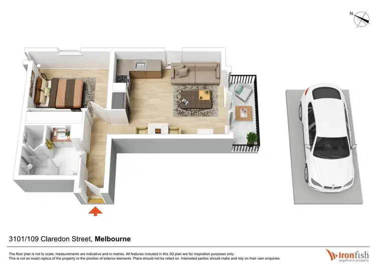Floorplan of Homely apartment listing, 3101/109 Clarendon Street, Southbank VIC 3006