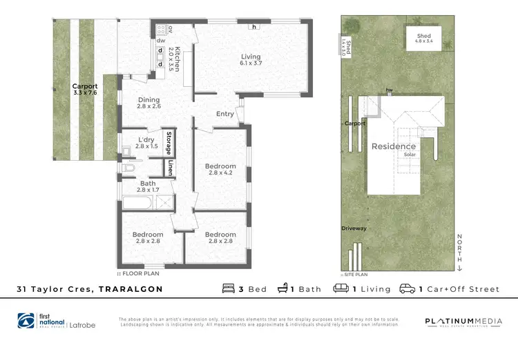 Floorplan of Homely house listing, 31 Taylor Crescent, Traralgon VIC 3844