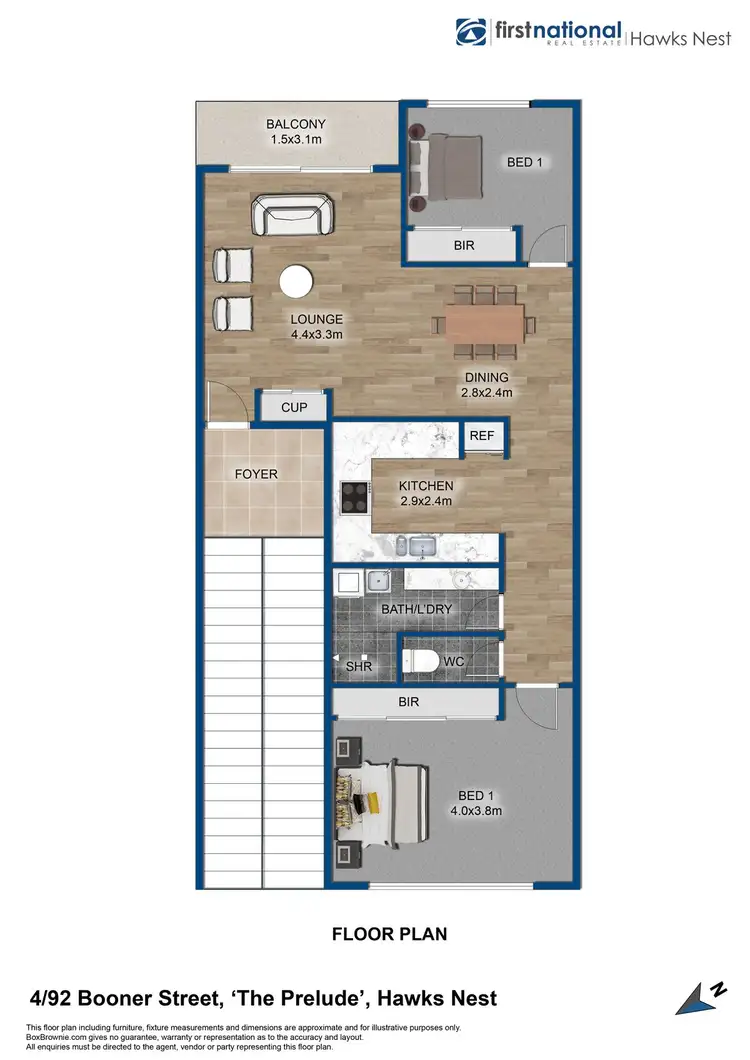 Floorplan of Homely apartment listing, 4/92 Booner Street, 'The Prelude', Hawks Nest NSW 2324