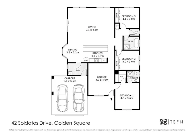 Floorplan of Homely house listing, 42 Soldatos Drive, Golden Square VIC 3555