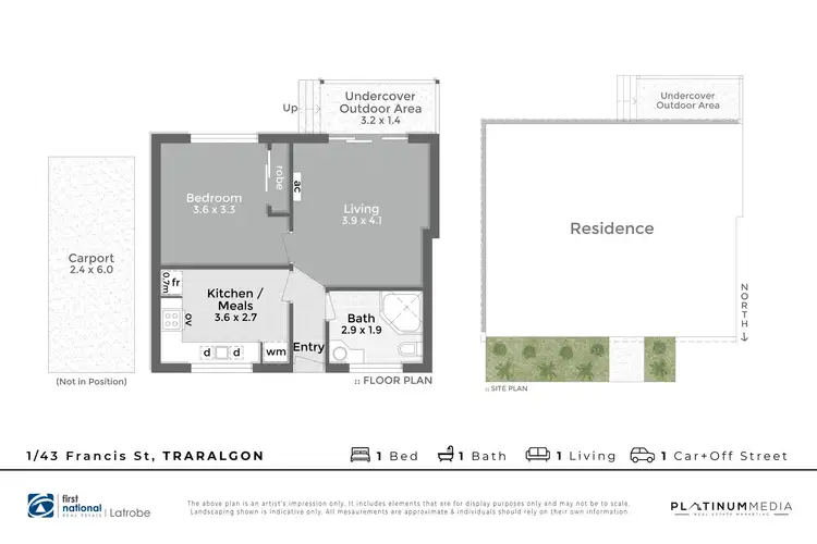 Floorplan of Homely unit listing, 1/43 Francis Street, Traralgon VIC 3844