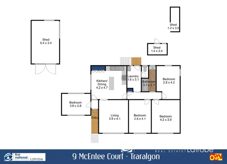 Floorplan of Homely house listing, 9 McEntee Court, Traralgon VIC 3844