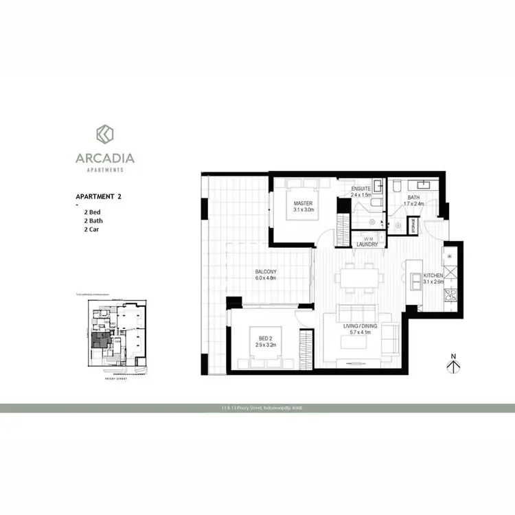 Floorplan of Homely apartment listing, 2/11 Priory Street, Indooroopilly QLD 4068