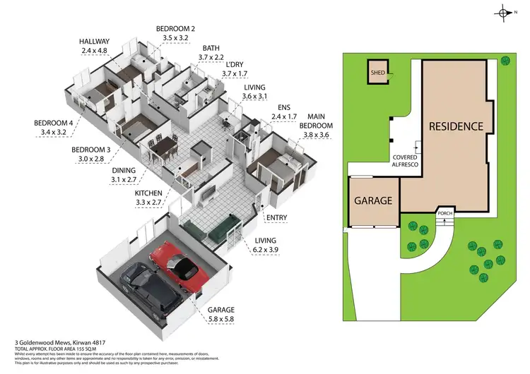 Floorplan of Homely house listing, 3 Goldenwood Mews, Kirwan QLD 4817