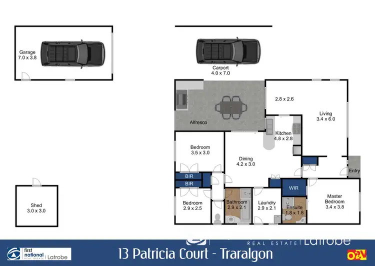 Floorplan of Homely house listing, 13 Patricia Court, Traralgon VIC 3844