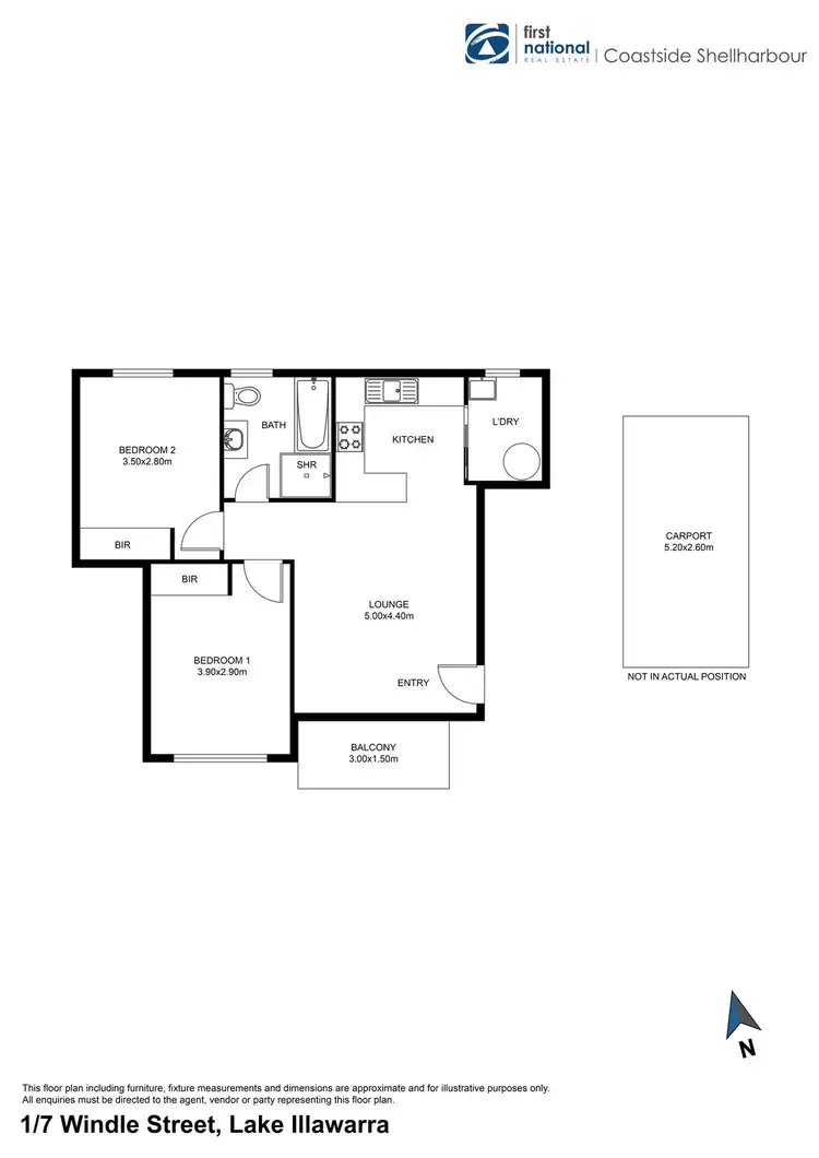 Floorplan of Homely unit listing, 1/7 Windle Street, Lake Illawarra NSW 2528