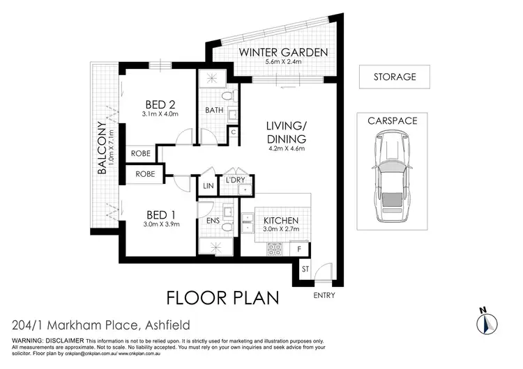 Floorplan of Homely apartment listing, 204/1 Markham Place, Ashfield NSW 2131