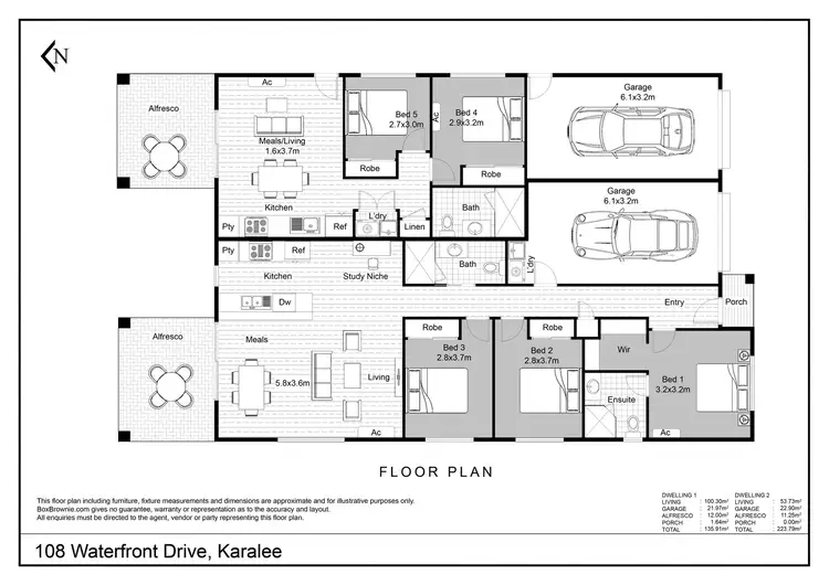 Floorplan of Homely semi-detached listing, 108 Waterfront Drive, Karalee QLD 4306