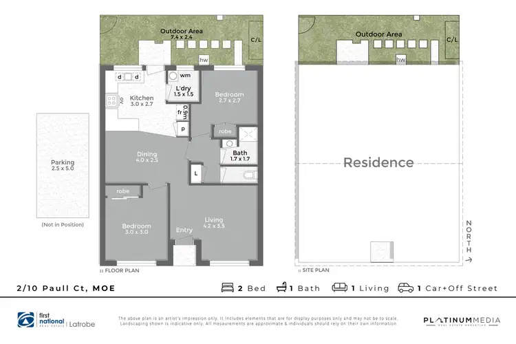 Floorplan of Homely unit listing, 2/10 Paull Court, Moe VIC 3825