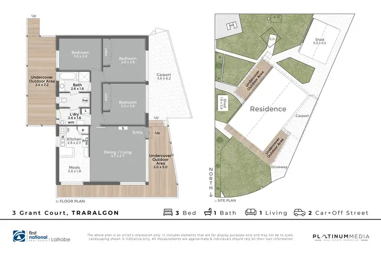 Floorplan of Homely house listing, 3 Grant Court, Traralgon VIC 3844
