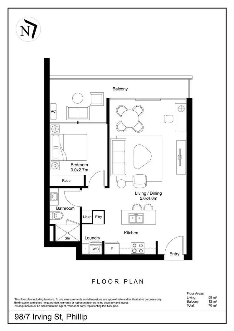 Floorplan of Homely apartment listing, 98/7 Irving Street, Phillip ACT 2606