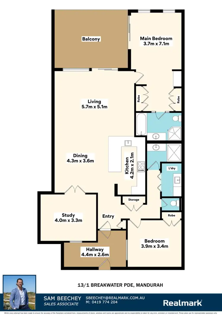 Floorplan of Homely unit listing, 13/1 Breakwater Parade, Mandurah WA 6210