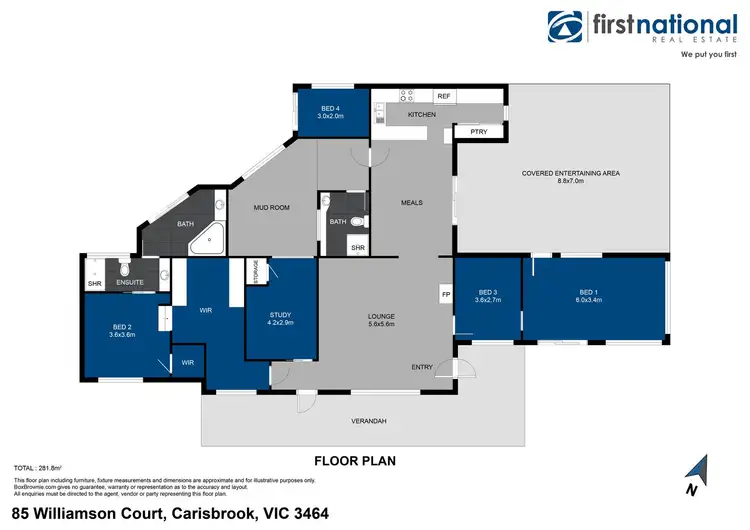 Floorplan of Homely rural property listing, 85 Williamson Court, Carisbrook VIC 3464