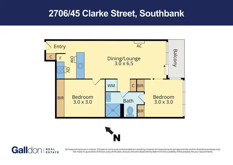 Floorplan of Homely apartment listing, 2706/45 Clarke Street, Southbank VIC 3006