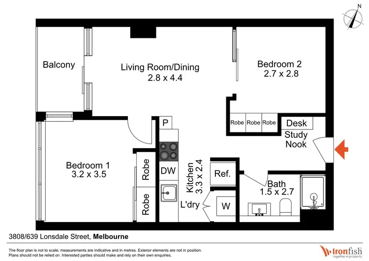 Floorplan of Homely apartment listing, 3808/639 Lonsdale Street, Melbourne VIC 3000