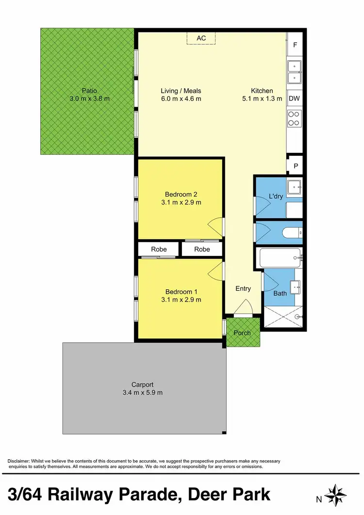 Floorplan of Homely unit listing, 3/64 Railway Parade, Deer Park VIC 3023