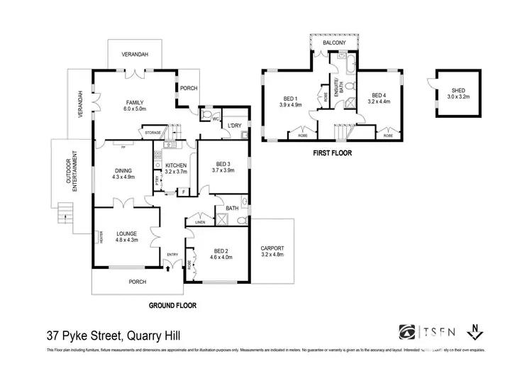 Floorplan of Homely house listing, 37 Pyke Street, Quarry Hill VIC 3550