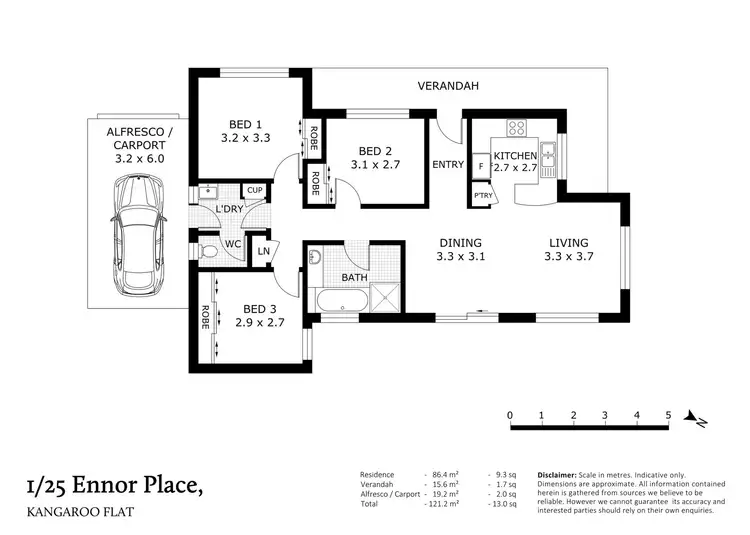 Floorplan of Homely house listing, 1/25 Ennor Place, Kangaroo Flat VIC 3555