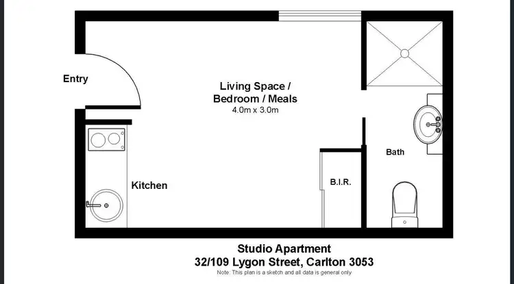 Floorplan of Homely studio listing, 32/109 Lygon Street, Carlton VIC 3053