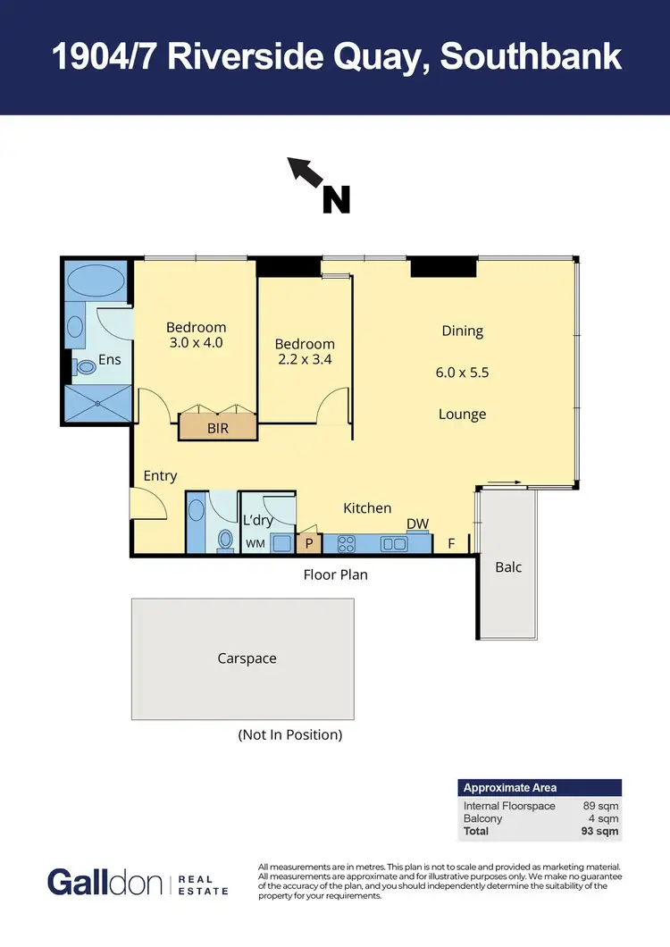 Floorplan of Homely apartment listing, 1904/7 Riverside Quay, Southbank VIC 3006