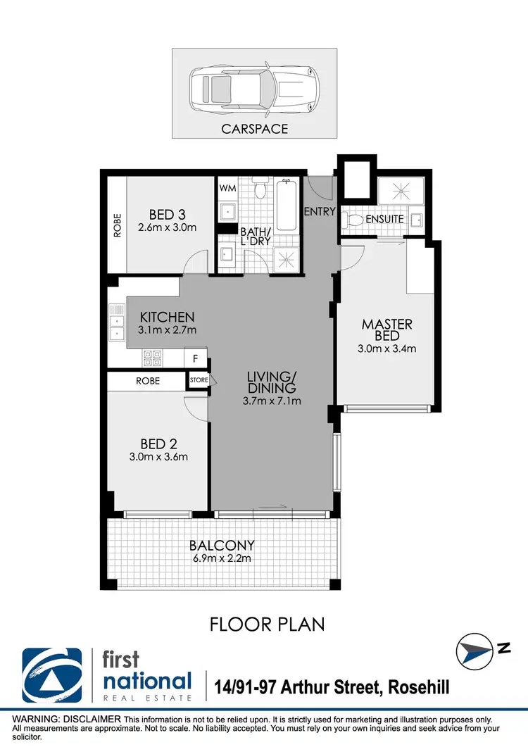 Floorplan of Homely unit listing, 14/91 Arthur Street, Rosehill NSW 2142
