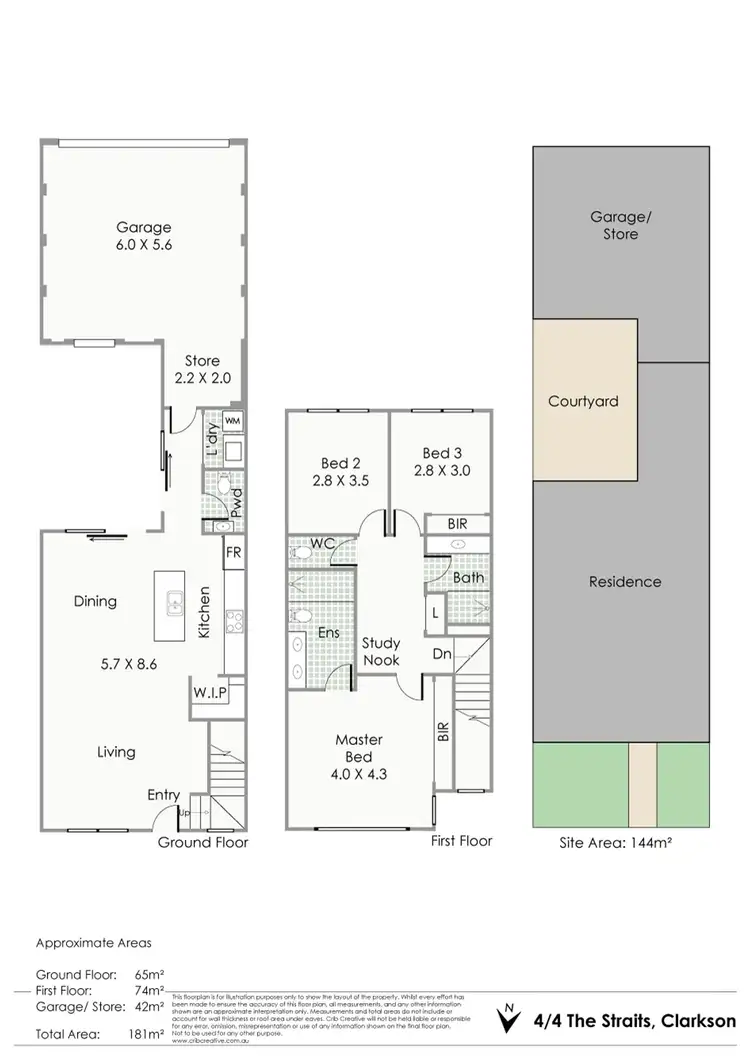 Floorplan of Homely townhouse listing, 4/4 The Straits, Clarkson WA 6030