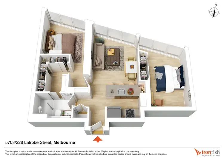 Floorplan of Homely apartment listing, 5708/228 La Trobe Street, Melbourne VIC 3000