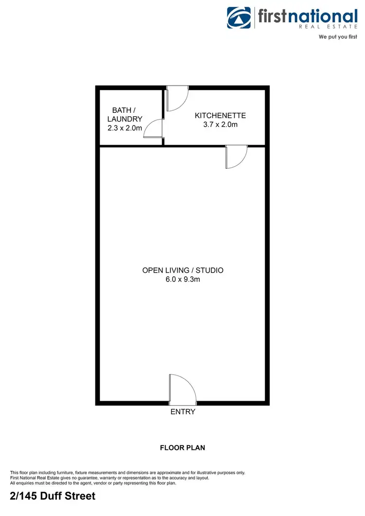 Floorplan of Homely studio listing, 2/145 Duff Street, Broken Hill NSW 2880