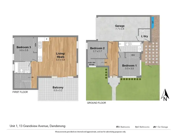 Floorplan of Homely townhouse listing, 1/13 Grandview Avenue, Dandenong VIC 3175
