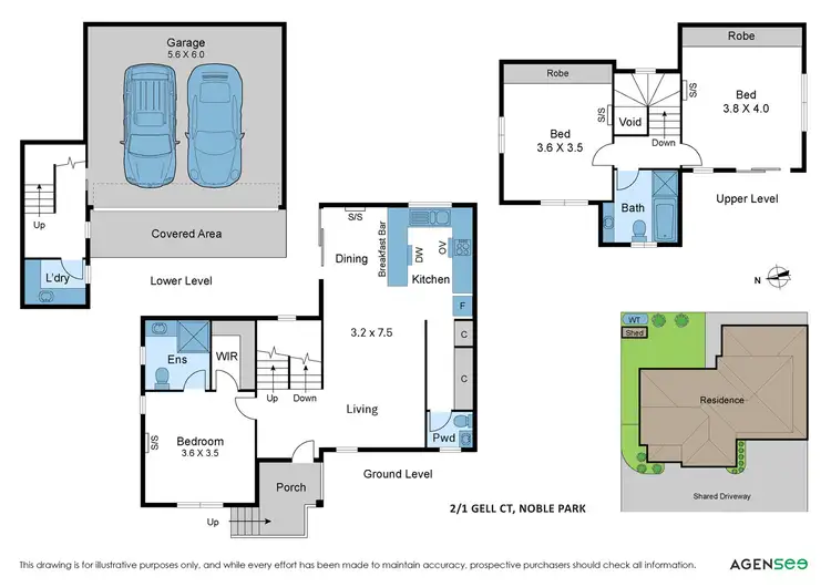 Floorplan of Homely townhouse listing, 1/2 GELL COURT, Noble Park VIC 3174