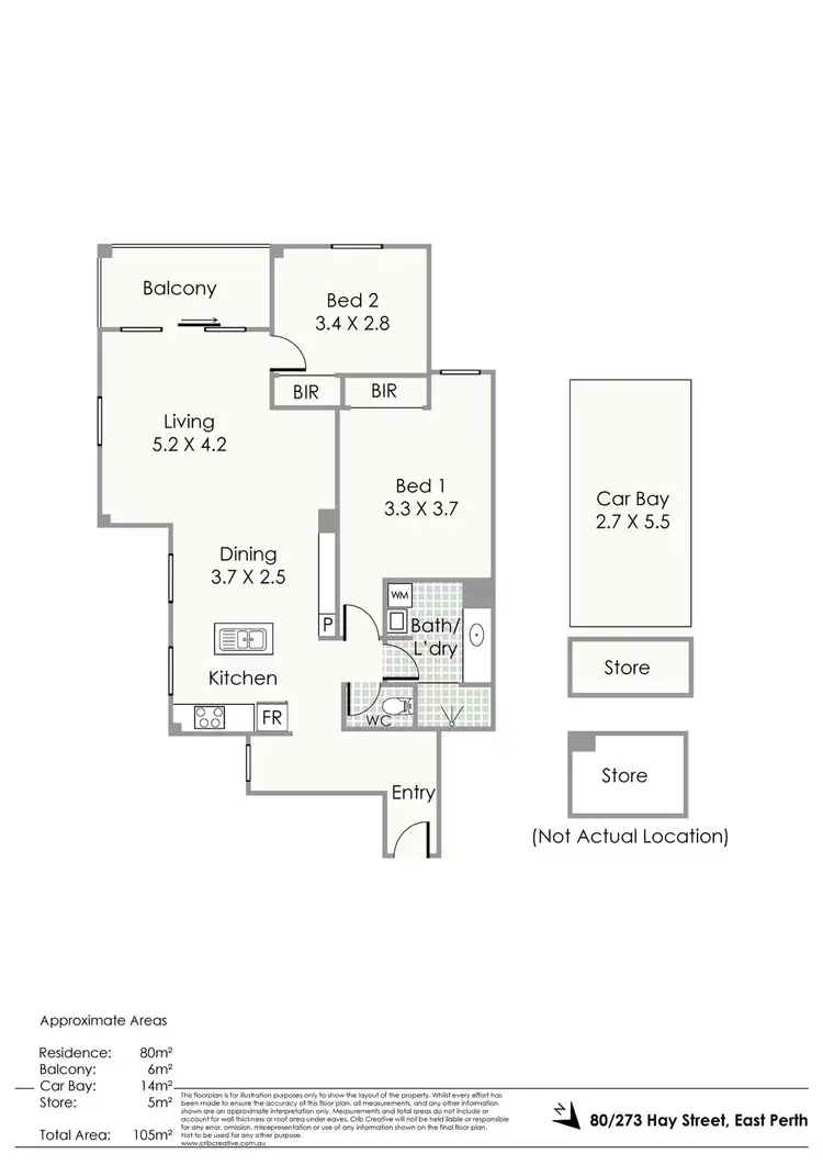 Floorplan of Homely apartment listing, 80/273 Hay Street, East Perth WA 6004