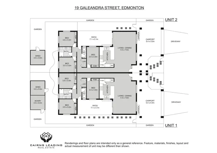 Floorplan of Homely semi-detached listing, 1&2/19 Galeandra Street, Edmonton QLD 4869