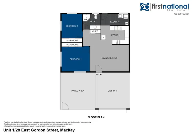 Floorplan of Homely unit listing, 1/28 East Gordon Street, Mackay QLD 4740