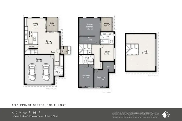 Floorplan of Homely townhouse listing, 1/23 Prince Street, Southport QLD 4215
