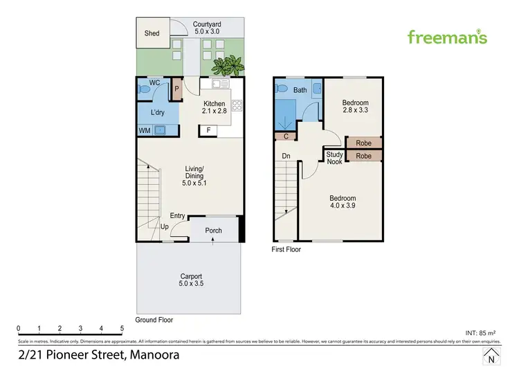 Floorplan of Homely townhouse listing, 2/21 Pioneer Street, Manoora QLD 4870