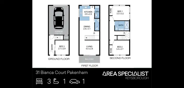 Floorplan of Homely townhouse listing, 31 Bianca Court, Pakenham VIC 3810