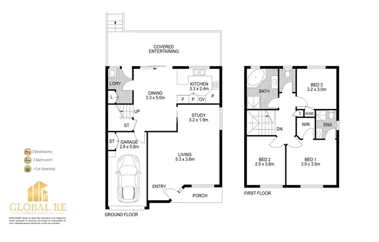 Floorplan of Homely semi-detached listing, 4B Ara Place, Hinchinbrook NSW 2168