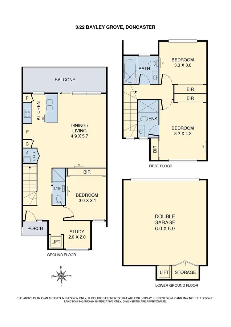 Floorplan of Homely townhouse listing, 3/22 Bayley Grove, Doncaster VIC 3108