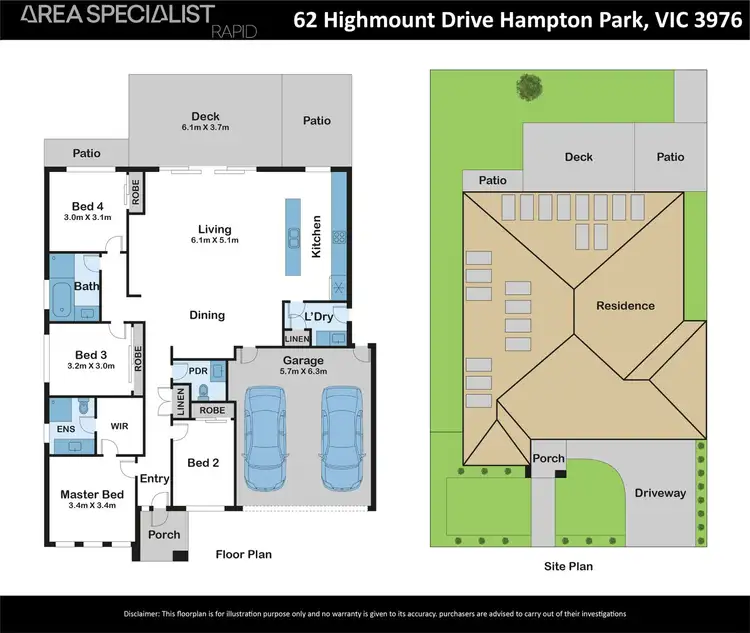 Floorplan of Homely house listing, 62 Highmount Drive, Hampton Park VIC 3976